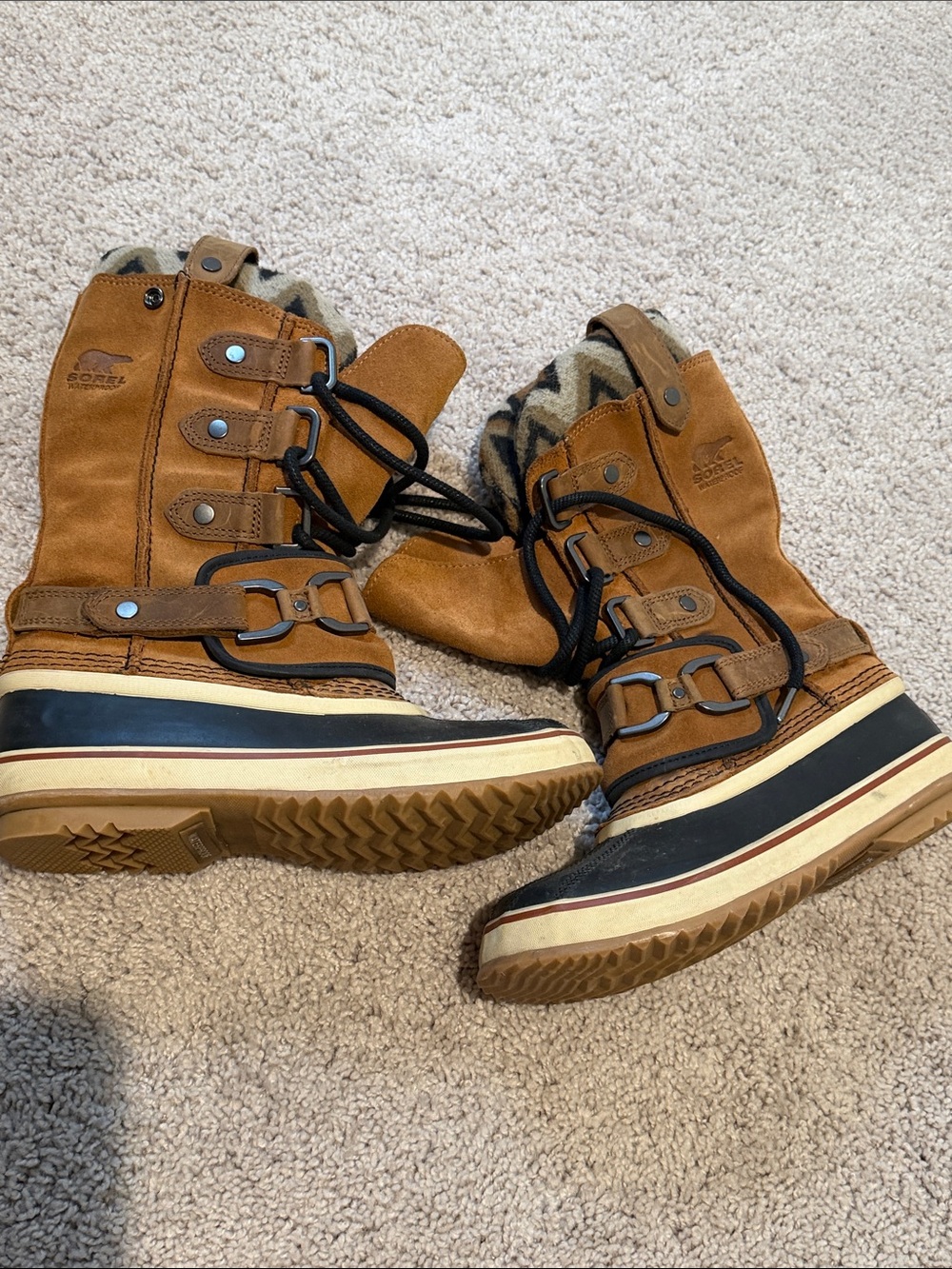 Sorel Joan of Arctic Brown and Black Waterproof Lace-Up Winter Boots